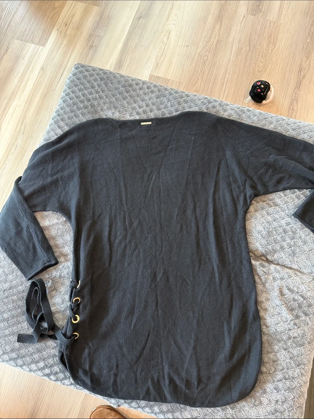 Michael Kors Black Crewneck Sweater with Side Tie